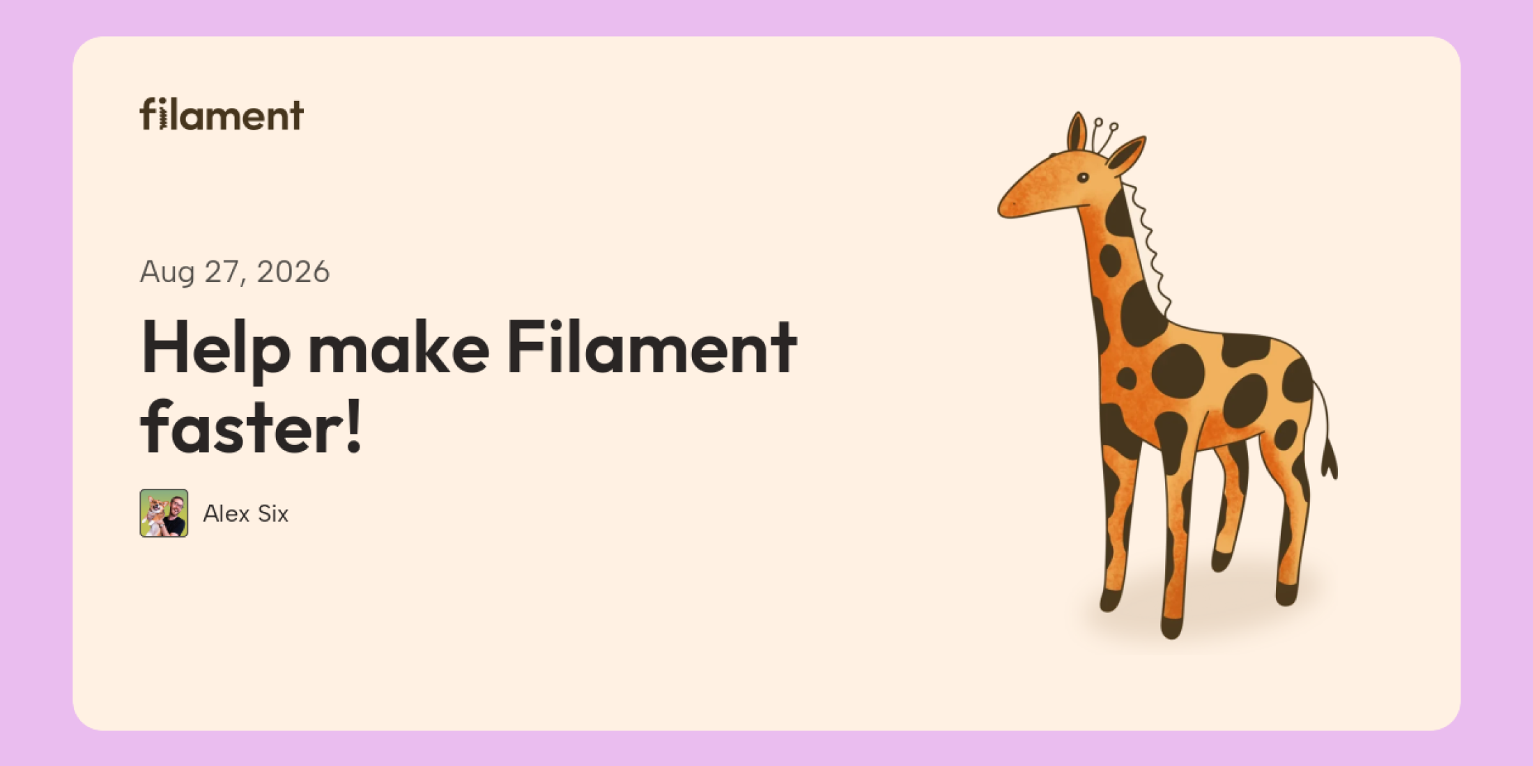 Help make Filament faster!