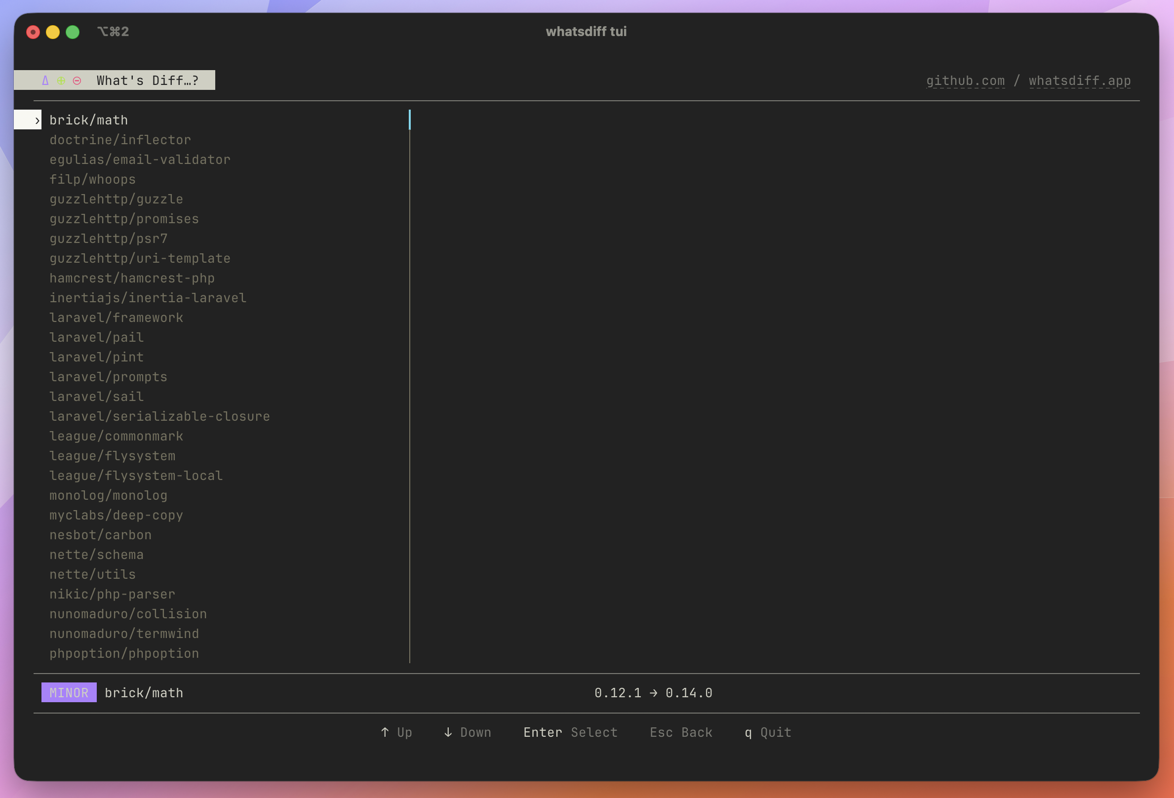 Whatsdiff TUI