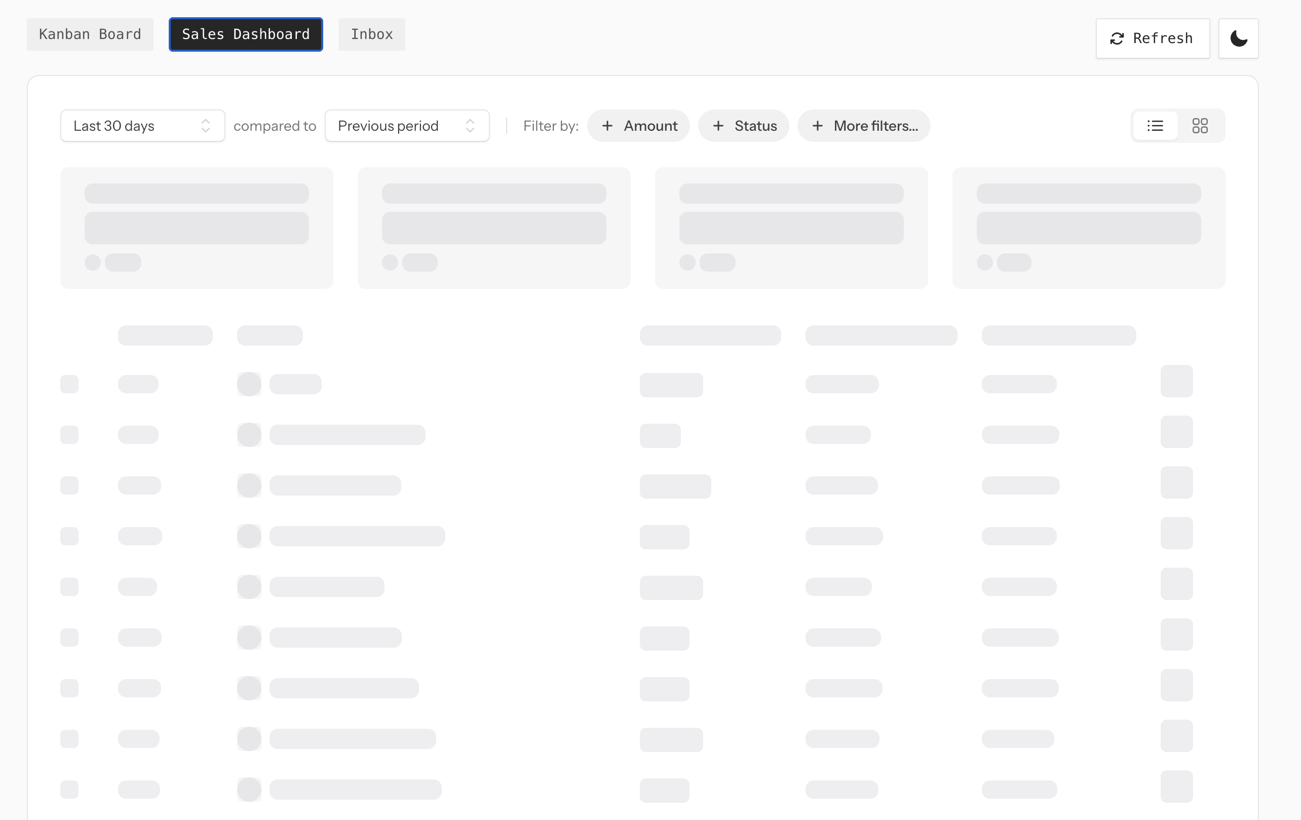 Wirebones-generated skeleton placeholder rendering on the sales
  dashboard demo before the real Livewire component loads
