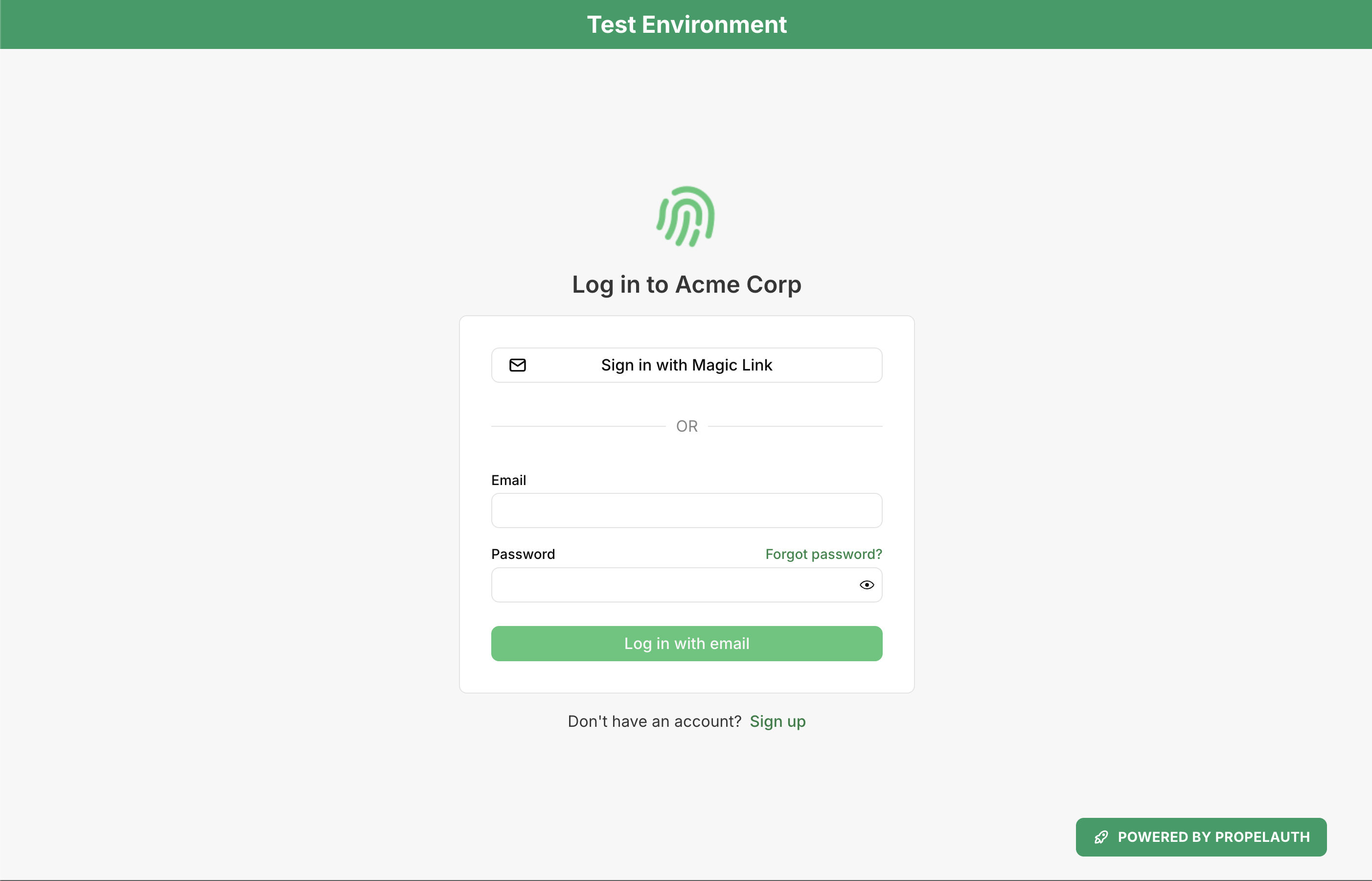 Sample PropelAuth Login page