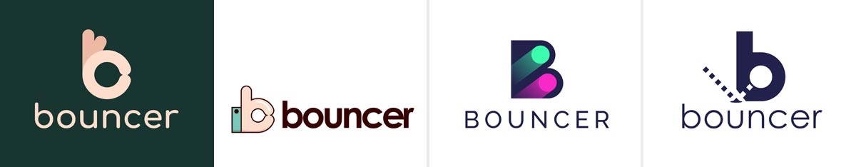 Bouncer early logo drafts