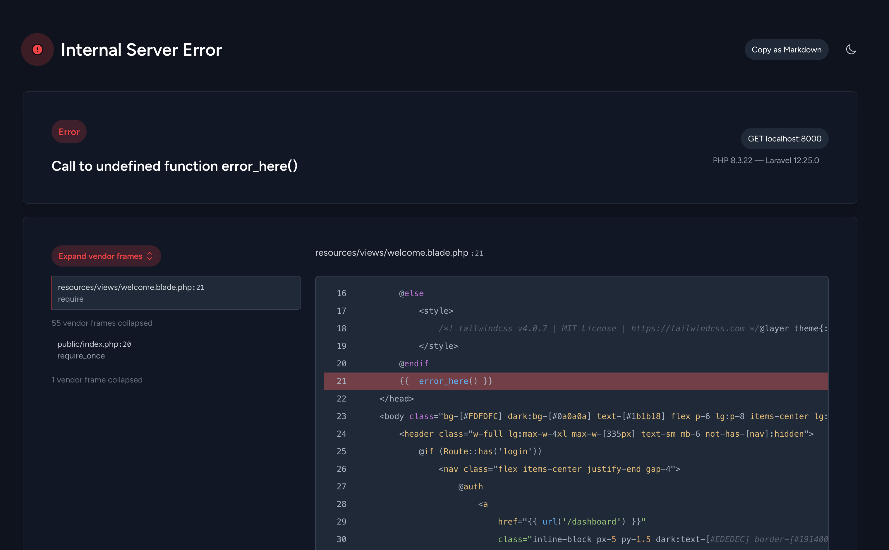 Кнопка "Копіювати як Markdown" в темному режимі.