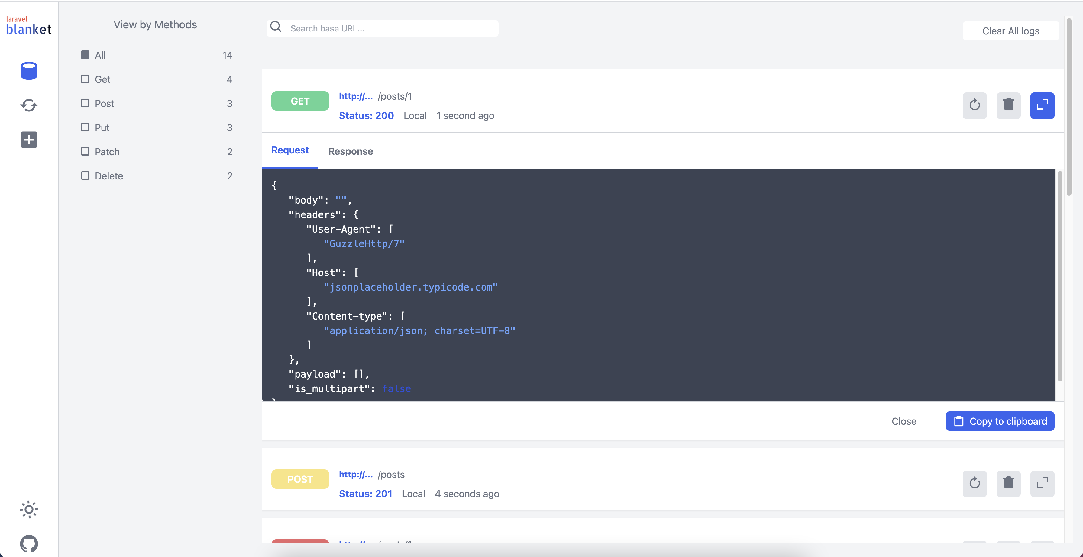 Laravel Blanket HTTP client dashboard